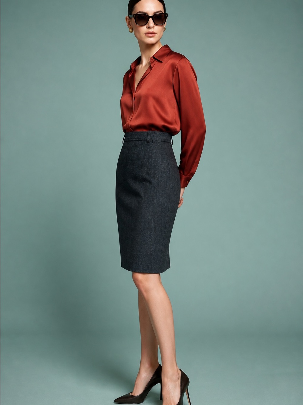 Yves Saint Laurent Rive Gauche Pencil Skirt YSL Vintage 70s 34 Made in France - Picture 3 of 15